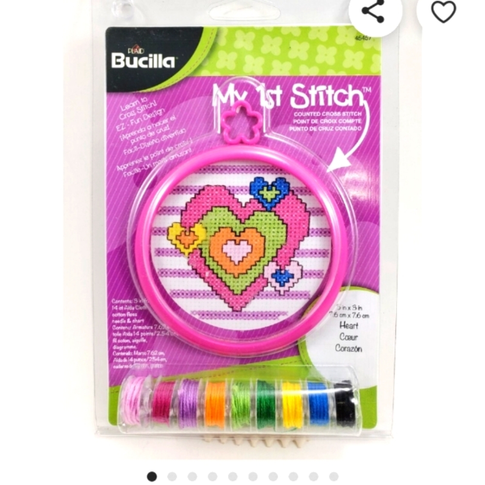 BUCILLA MY FIRST STITCH KIT PACKAGE OF 3 HEART